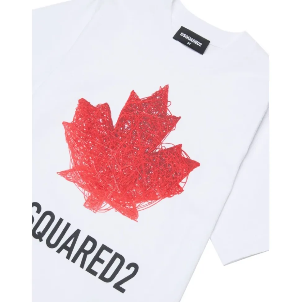 T-shirt en coton avec imprimé feuille d'érable