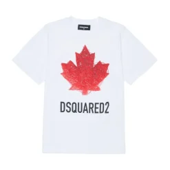 T-shirt en coton avec imprimé feuille d'érable