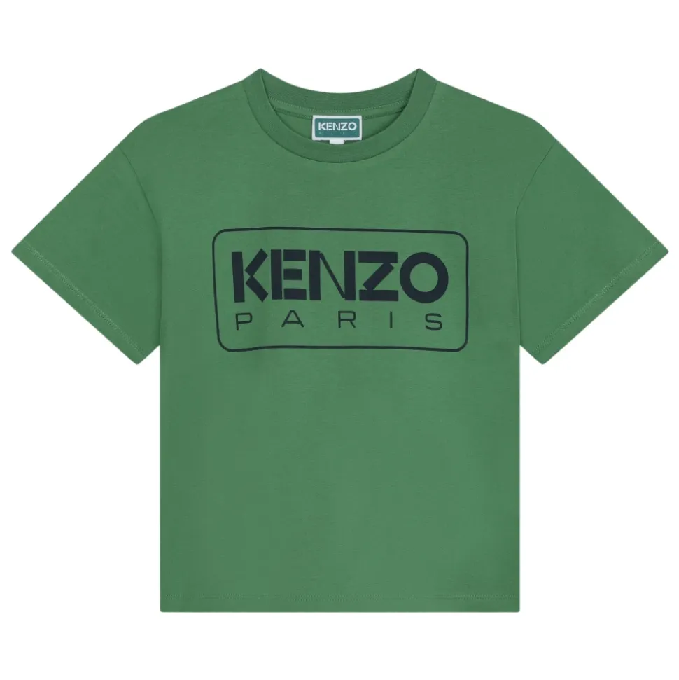 T-shirt garçon avec logo imprimé en vert