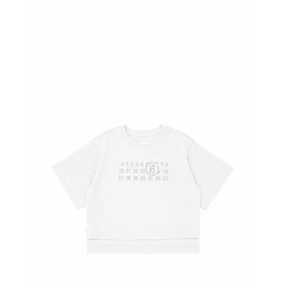 T-shirt logo strass avec ourlet asymétrique