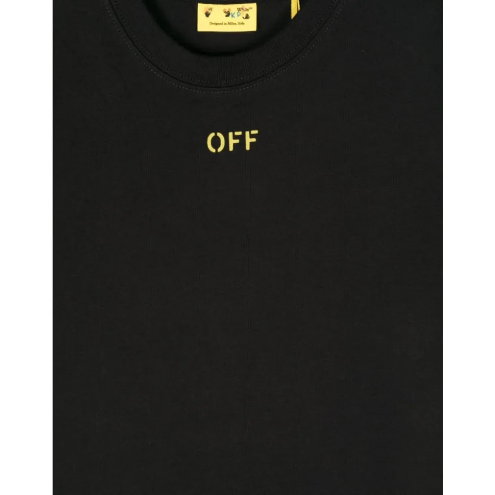 T-shirt Noir avec Logo Imprimé et Col Rond