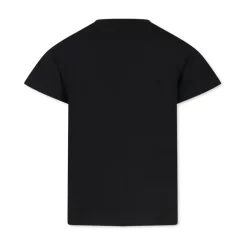 T-shirt Noir en Coton à Manches Courtes