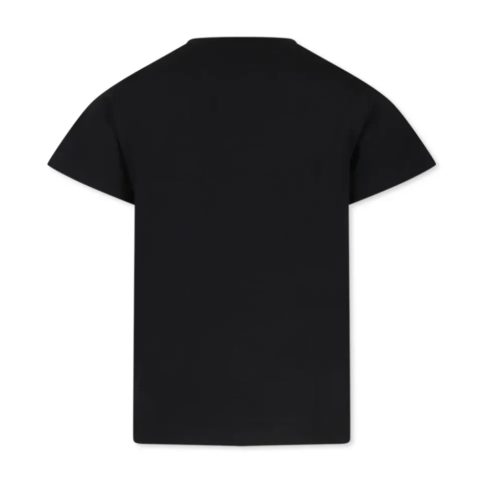 T-shirt Noir en Coton à Manches Courtes