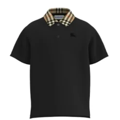 T-Shirt Polo à Manches Courtes avec Col à Carreaux
