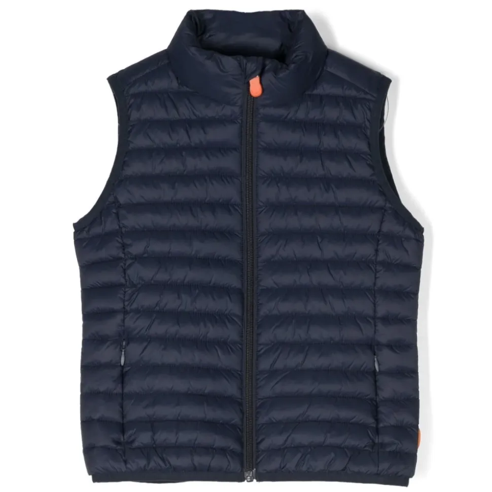Veste Bleue Sans Manches Col Montant Rembourrée
