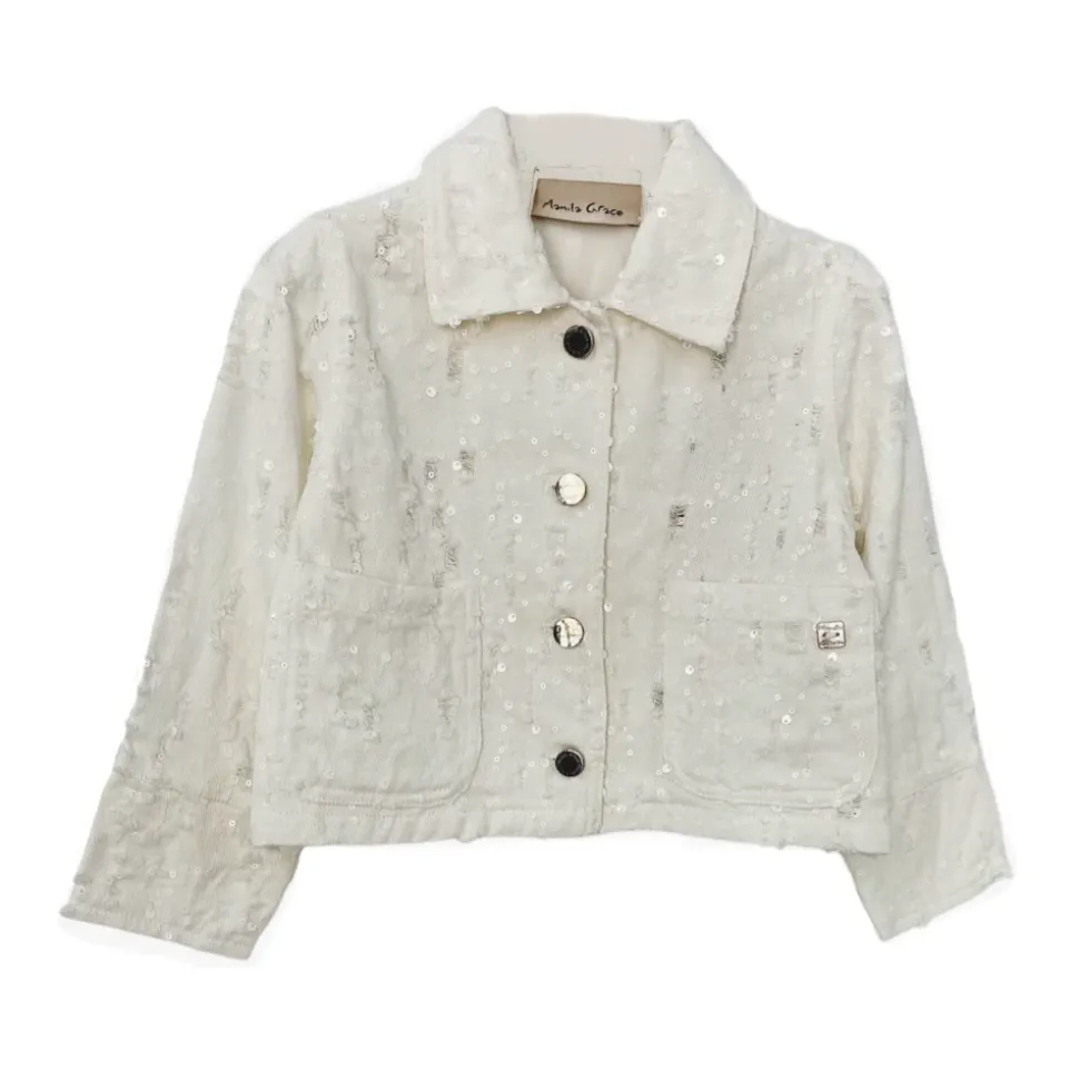Veste en coton effet denim avec sequins