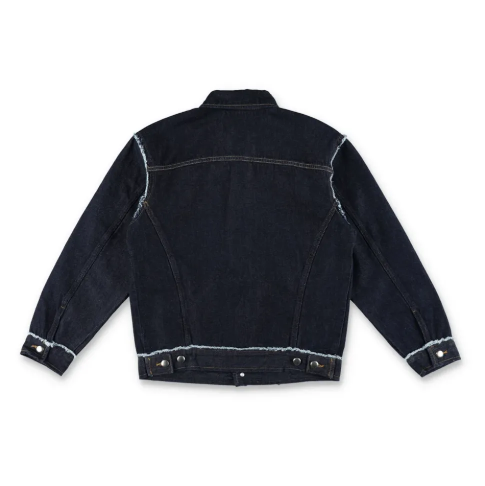 Veste en jean à bords effilochés