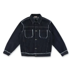 Veste en jean à bords effilochés