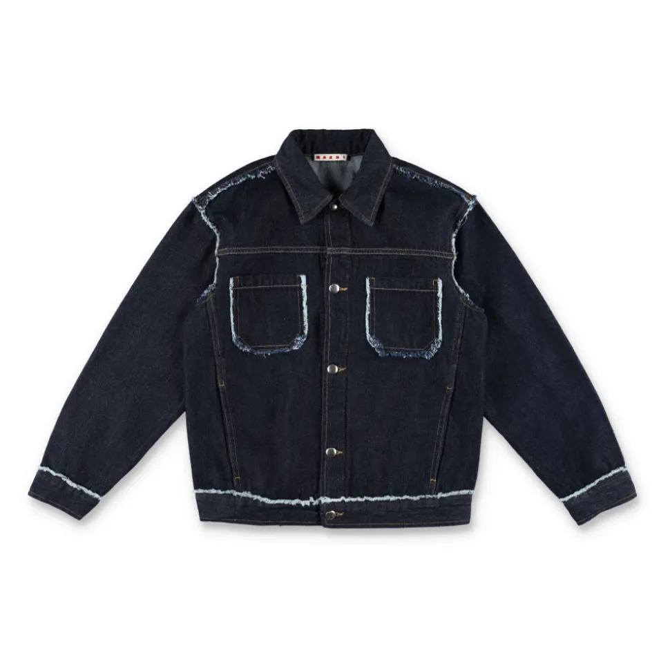 Veste en jean à bords effilochés