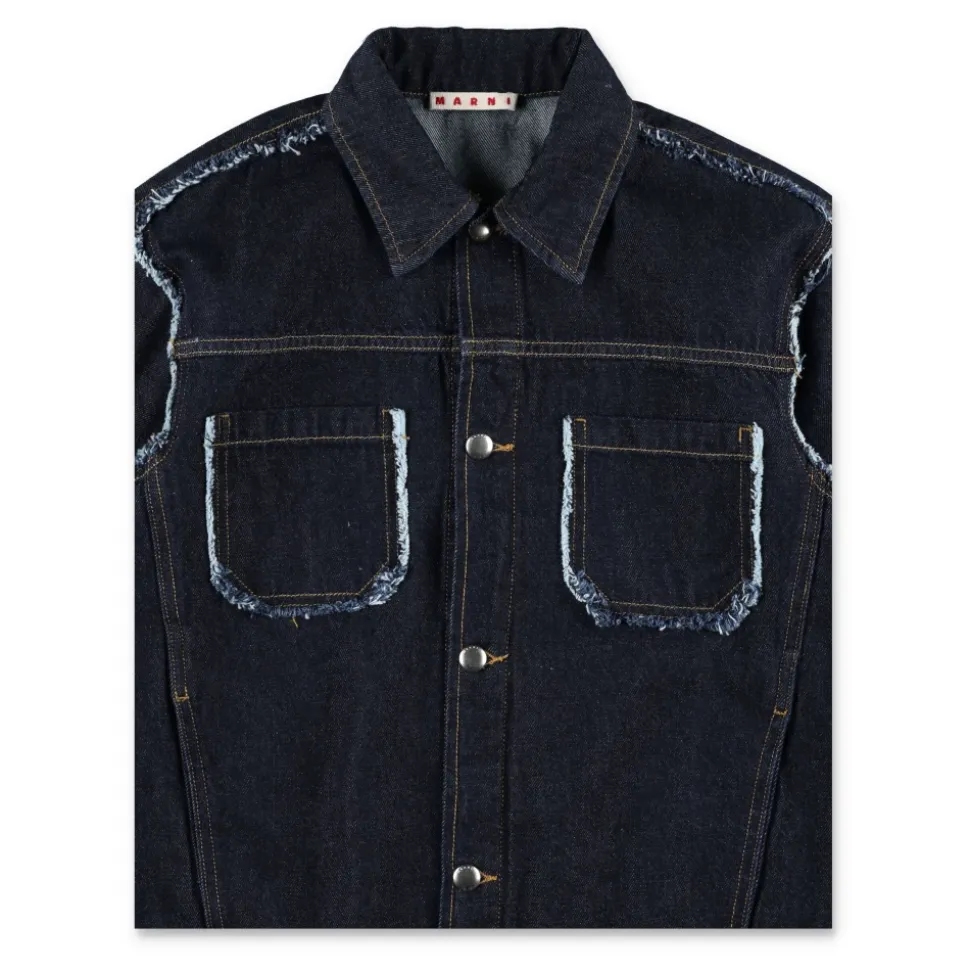 Veste en jean à bords effilochés