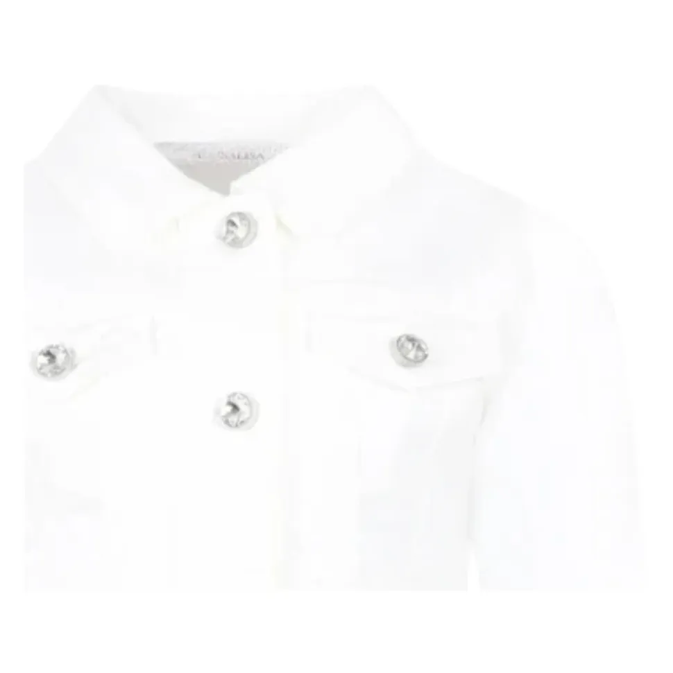 Veste en jean à boutons de cristal