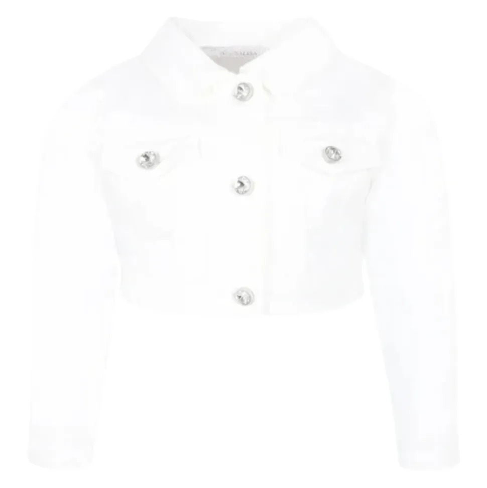 Veste en jean à boutons de cristal