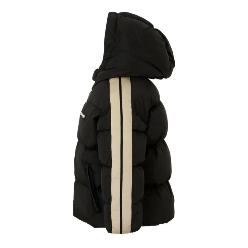 Veste matelassée à capuche avec détails rayés