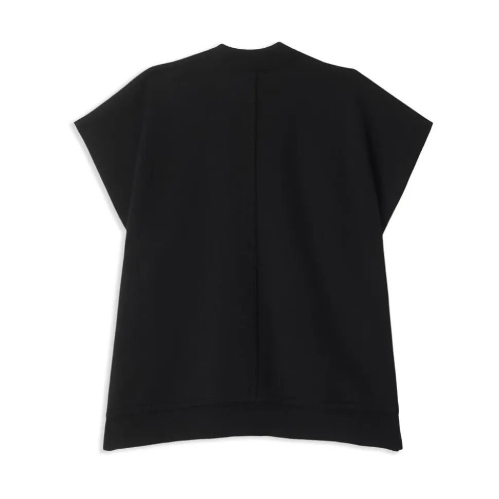 Veste Sans Manches Noire en Mélange de Laine